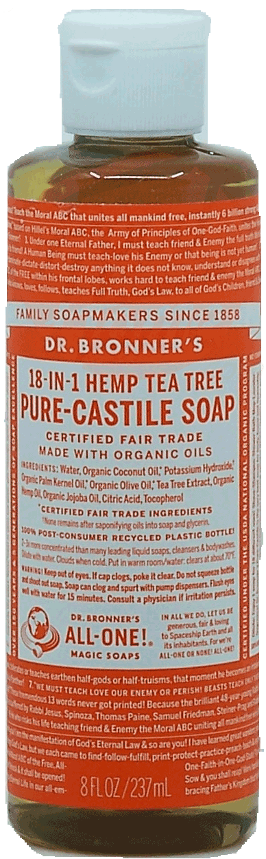 Dr. Bronner's Magic Family Soapmakers 18-in-1 hemp tea tree pure-castile liquid soap Full-Size Picture